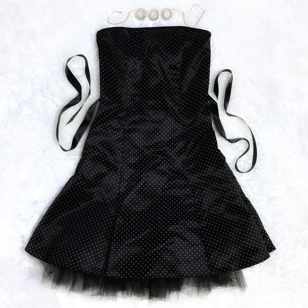 Jessica McClintock Gunne Sax Vintage Black & White Polka Dot Dress Size 3/4 - Picture 2 of 7